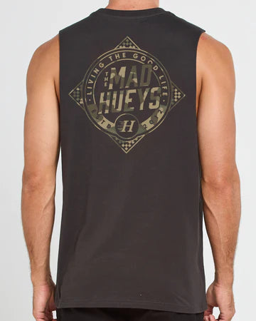 The Mad Hueys CHECKERED HUEYS | MUSCLE - VINTAGE BLACK