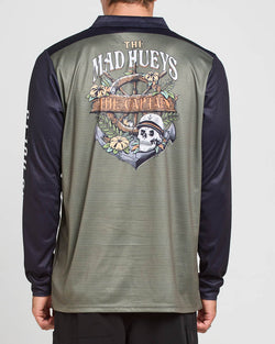 The Mad Hueys SHIPWRECKED CAPTAIN | FISHING JERSEY - DUSTY GREEN