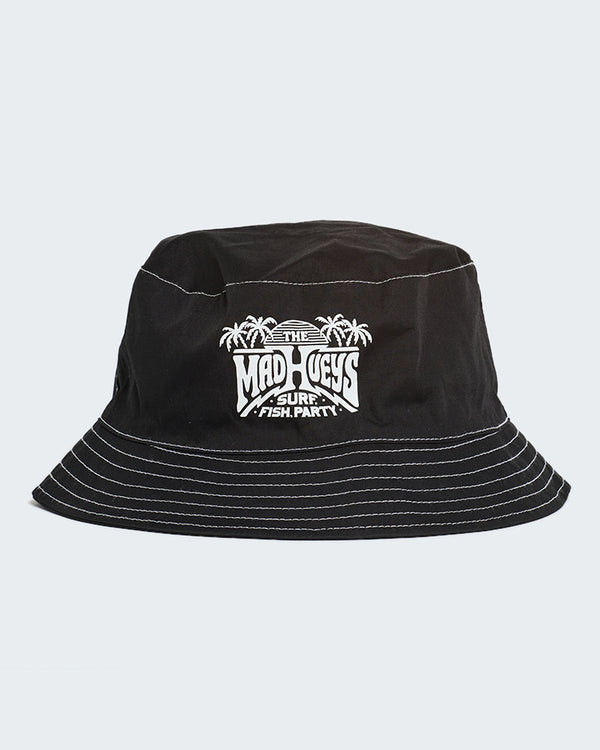 The Mad Hueys PALM PARADISE | BUCKET HAT - BLACK-OSFM