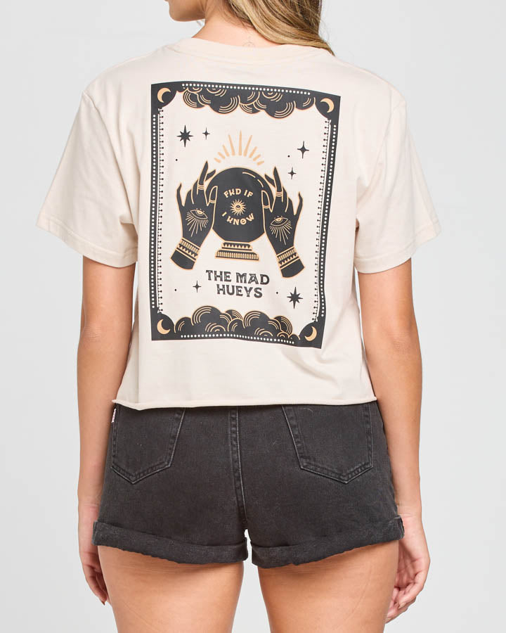 The Mad Hueys FORTUNE TELLER | WOMENS CROP TEE - STONE