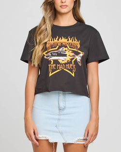 The Mad Hueys NO GUTS NO GLORY | WOMENS CROP TEE - VINTAGE BLACK-