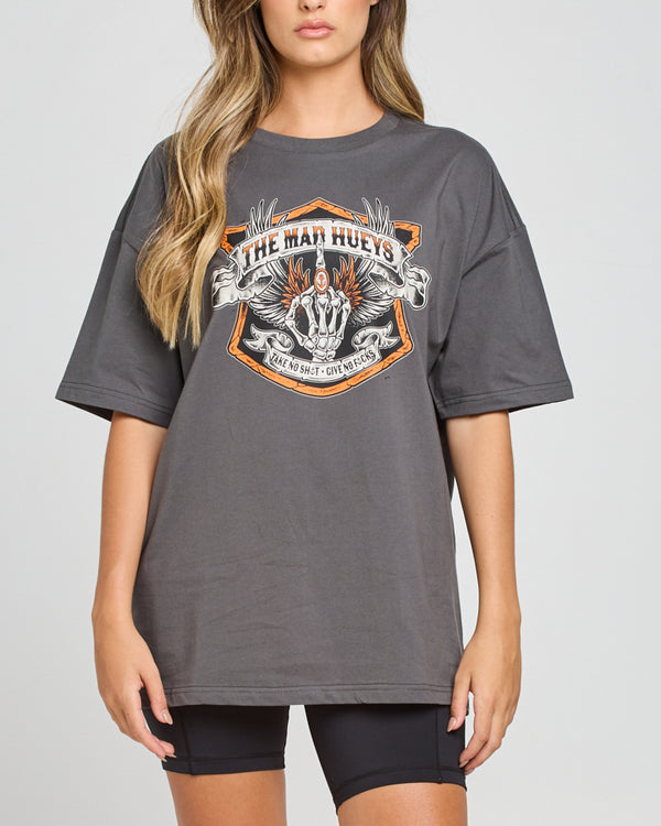 The Mad Hueys FULL THROTTLE | WOMENS OVERSIZED TEE - CHARCOAL