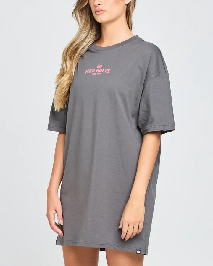 The Mad Hueys SKULLS AND ROSES | WOMENS TEE DRESS - CHARCOAL