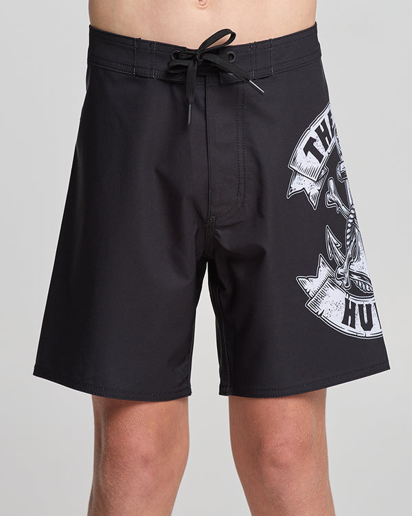 The Mad Hueys  ANCHOR BONES | YOUTH 14" BOARDSHORT - BLACK