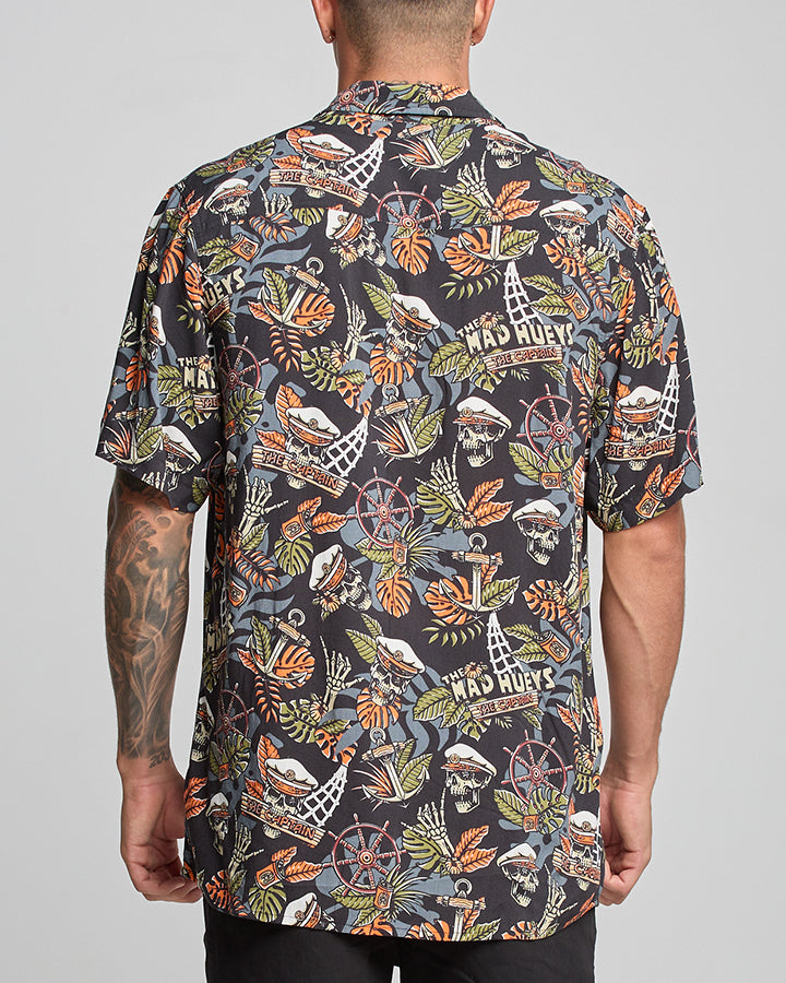 The Mad Hueys THE ISLAND CAPTAIN | WOVEN SHIRT - BLACK