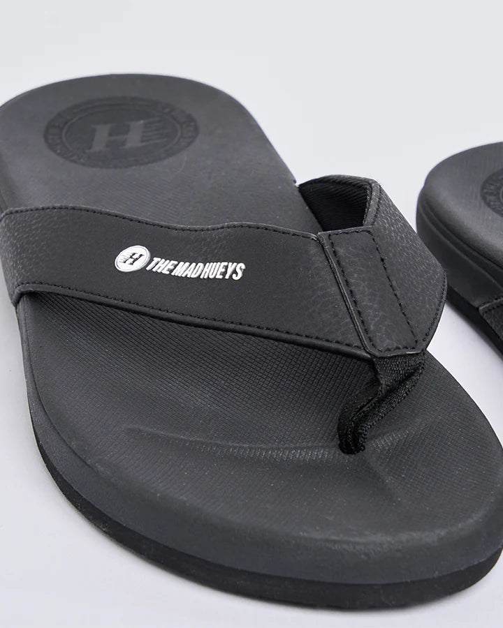 The Mad Hueys HUEYS WIDE STRAP | THONGS - BLACK