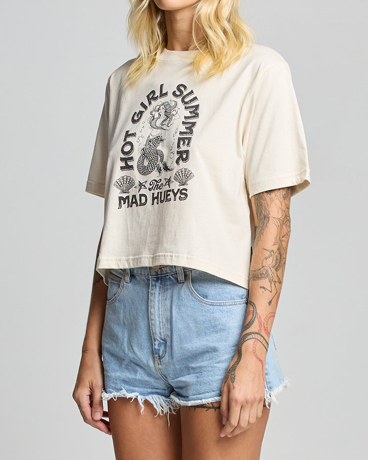 The Mad Hueys HOT GIRL SUMMER | WOMENS BOXY SS TEE - STONE