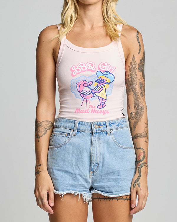 The Mad Hueys BBQ GIRL | WOMENS SINGLET - FAIRY FLOSS