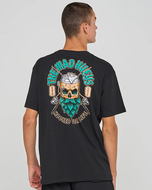 The Mad Hueys Frothin Hooked For Life - SS Tee Black