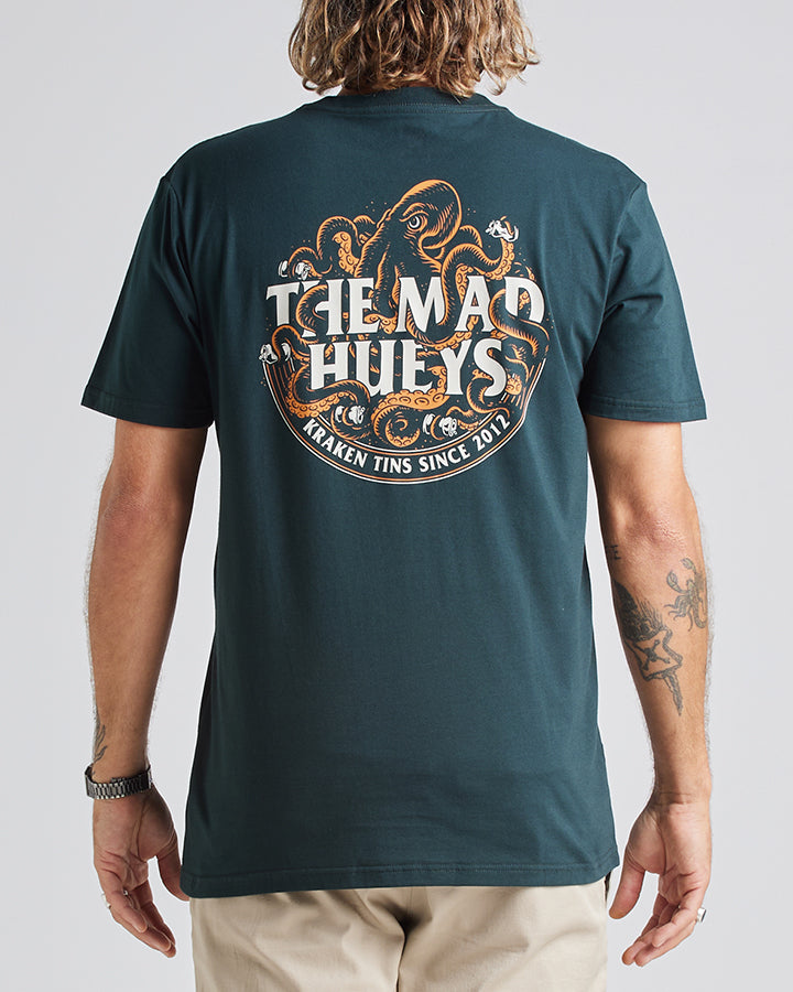 The Mad Hueys KRAKEN SOME TINS | SS TEE - PINE GREEN