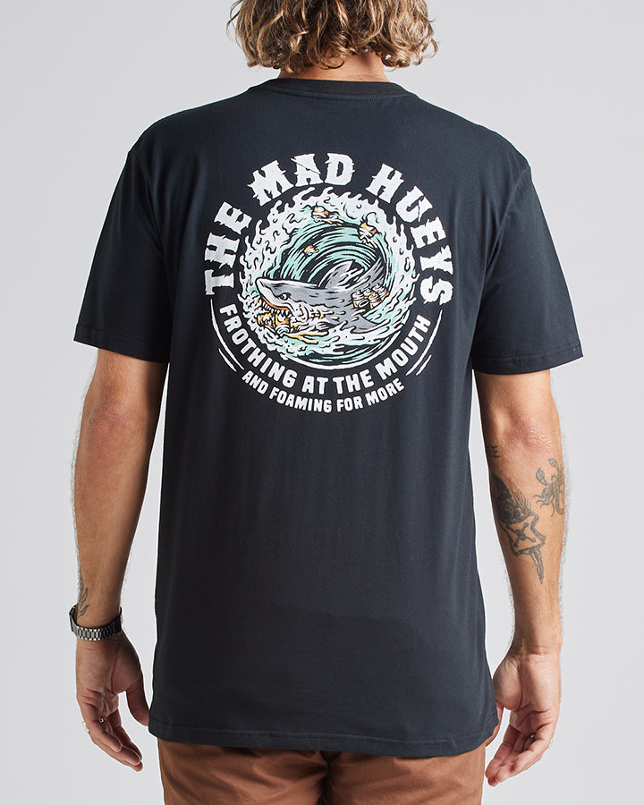 The Mad Hueys FOAMING SHARK | SS TEE - BLACK
