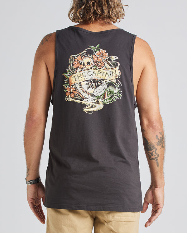 The Mad Hueys COMPASS CAPTAIN | TANK - VINTAGE BLACK