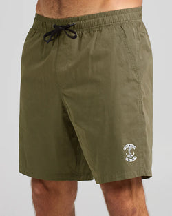 The Mad Hueys - SKULL ANCHOR | 18" VOLLEY SHORT - OLIVE