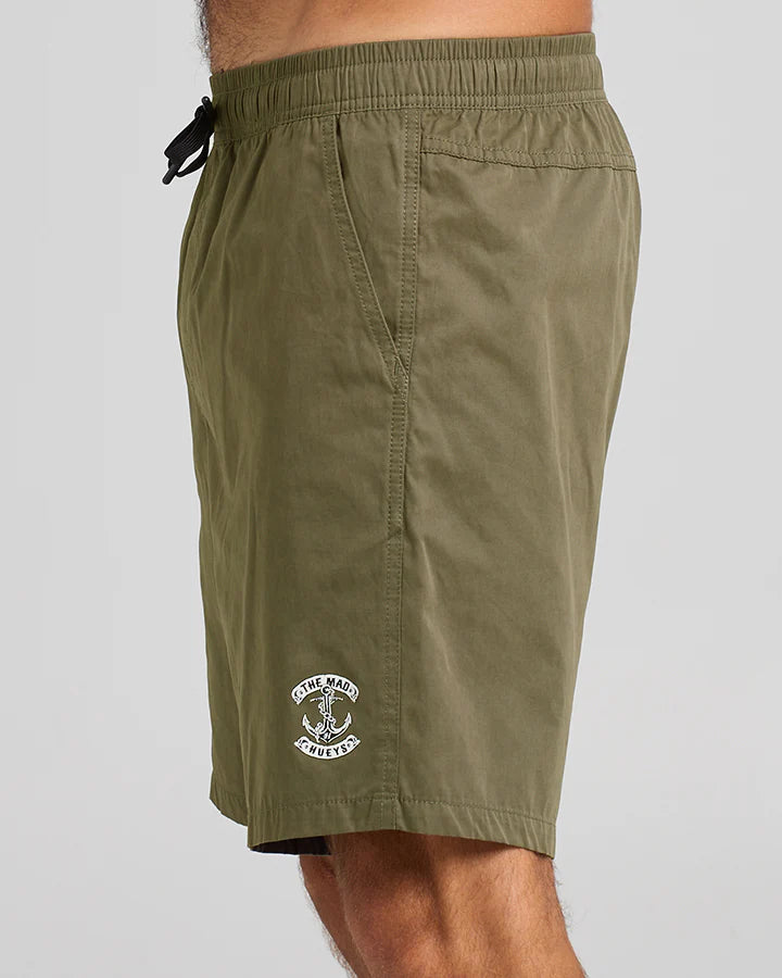 The Mad Hueys - SKULL ANCHOR | 18" VOLLEY SHORT - OLIVE