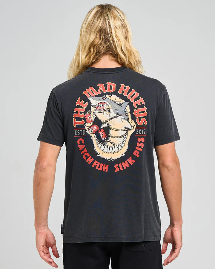 The Mad Hueys Shark Tins / SS Tee - Washed Black