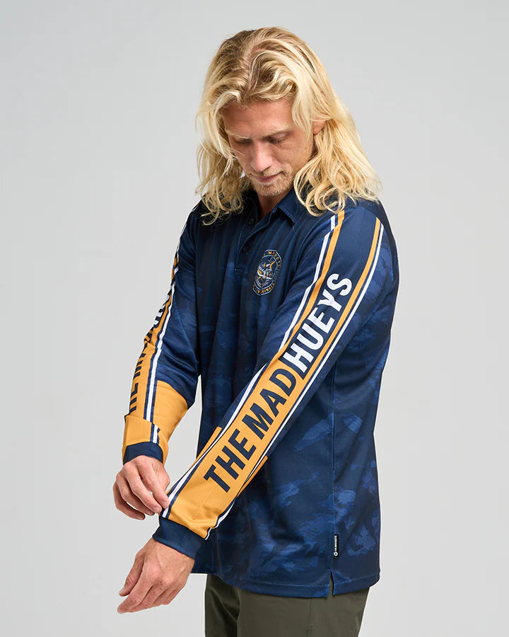 The Mad Hueys Hooked Cuda / UPF 50+ Fishing Jersey - Navy