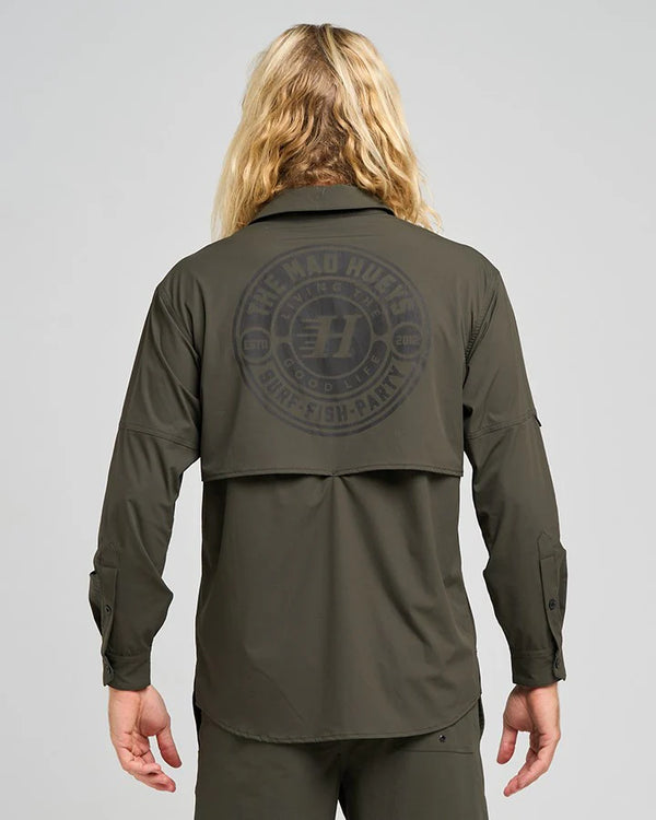 The Mad Hueys GOOD LIFE | UP 50+ FISHING SHIRT - OIL GREEN