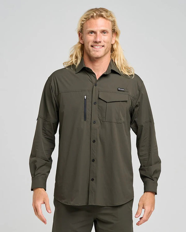 The Mad Hueys GOOD LIFE | UP 50+ FISHING SHIRT - OIL GREEN