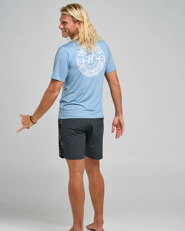 The Mad Hueys HUEYS Good Life Relaxed SS Rashie - Steel Blue