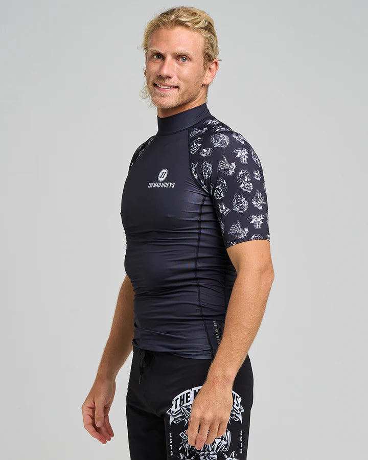 The Mad Hueys Sailor Anchor / Raglan SS Rashie - Black