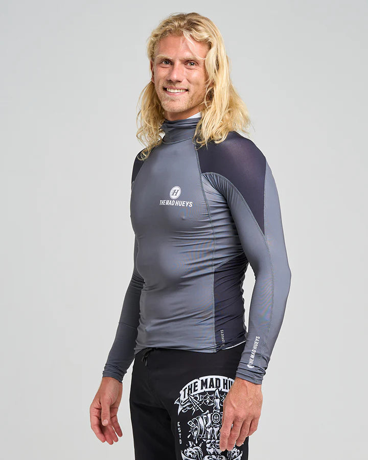 The Mad Hueys - Hueys Corp / LS Hooded Rashie - Charcoal