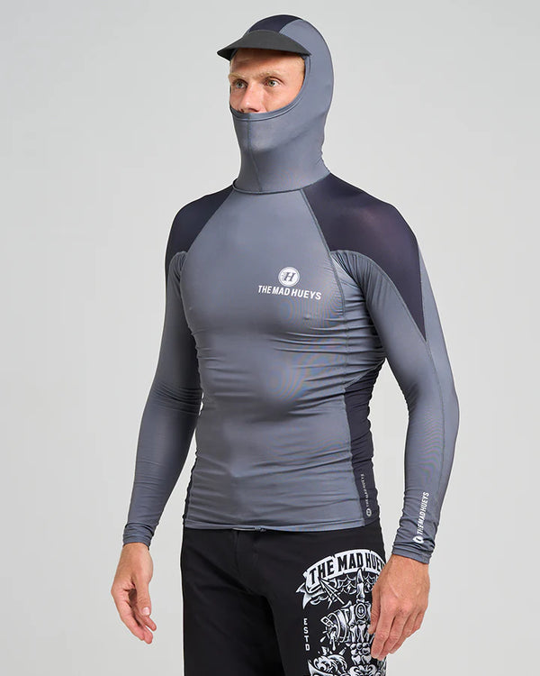 The Mad Hueys - Hueys Corp / LS Hooded Rashie - Charcoal