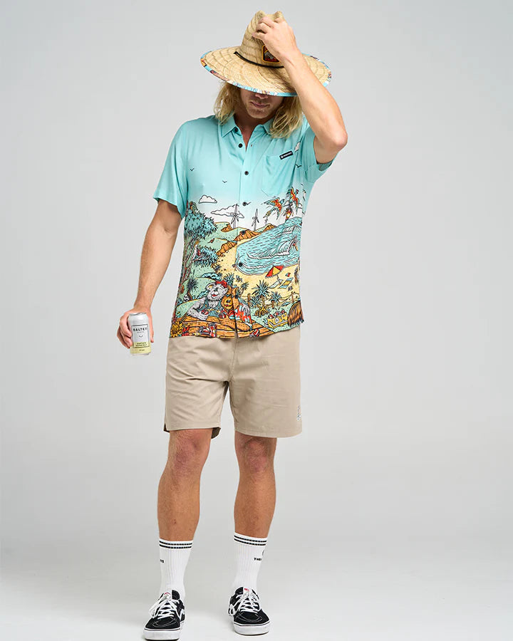 The Mad Hueys - OZ Straya SS Party Polo | Woven Shirt - Aqua