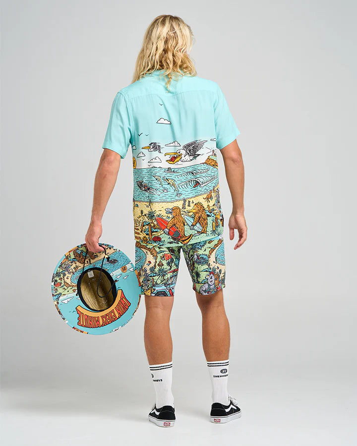 The Mad Hueys - OZ Straya SS Party Polo | Woven Shirt - Aqua