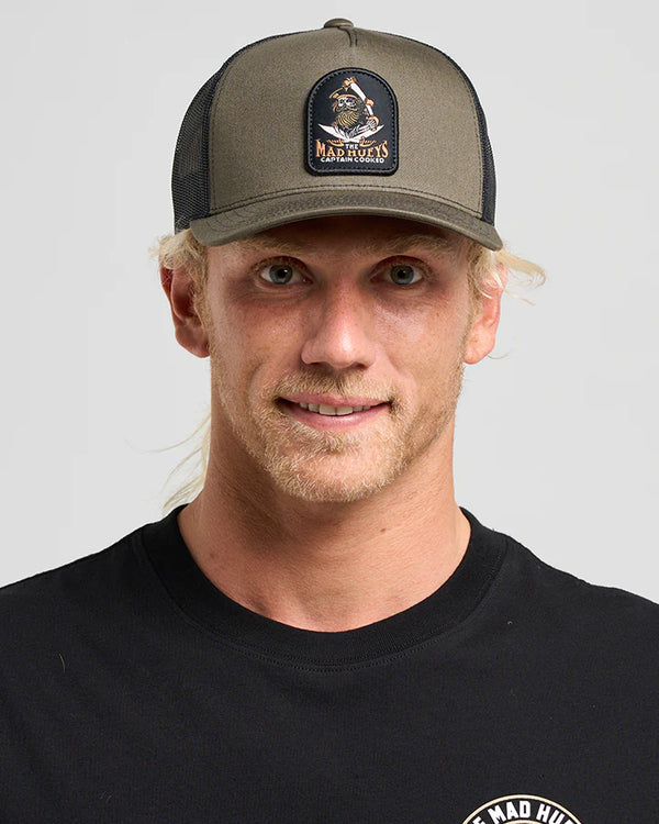 The Mad Hueys CAPTAIN SHIP FACED | TWILL TRUCKER- OLIVE-OSFM