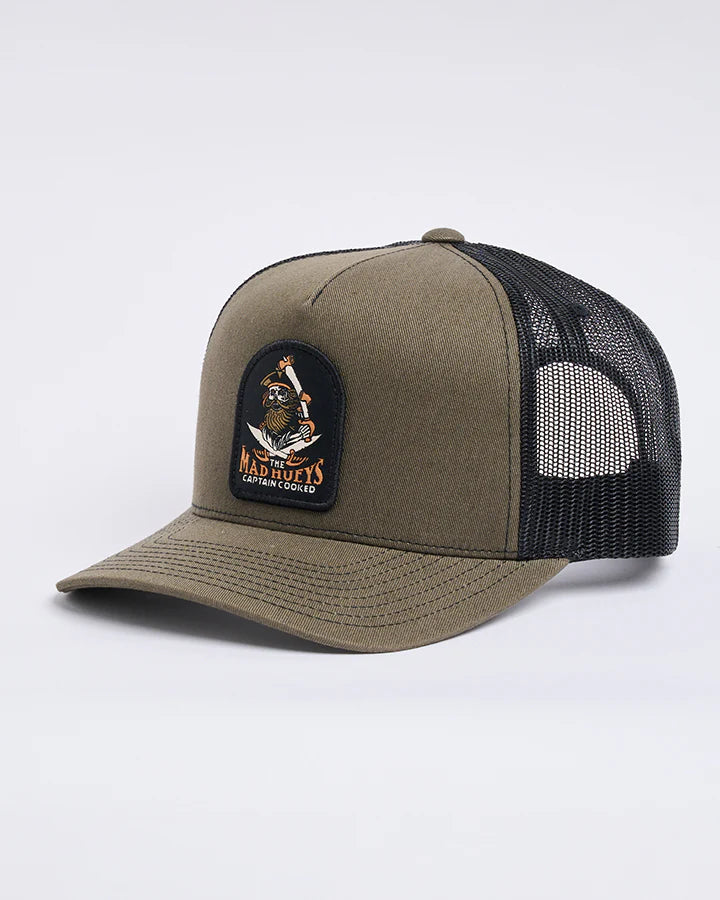 The Mad Hueys CAPTAIN SHIP FACED | TWILL TRUCKER- OLIVE-OSFM