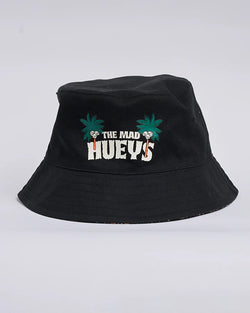The Mad Hueys SHE'LL BE RIGHT | REVERSIBLE BUCKET HAT- BLACK-OSFM