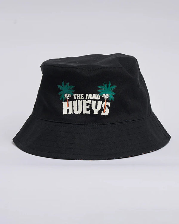 The Mad Hueys SHE'LL BE RIGHT | REVERSIBLE BUCKET HAT- BLACK-OSFM