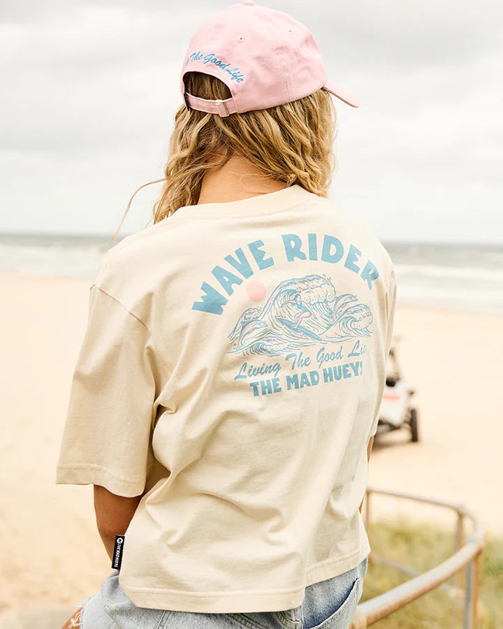 The Mad Hueys Wave Rider / Womens Boxey Tee - Stone