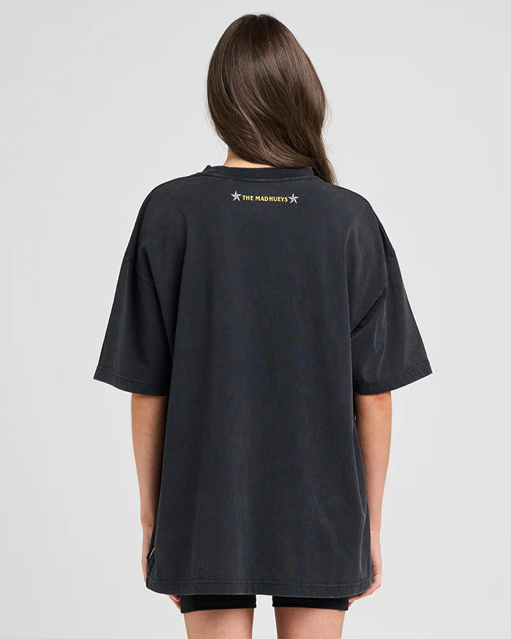 The Mad Hueys Born To Ride / Womens Oversized SS Tee - Washed Black