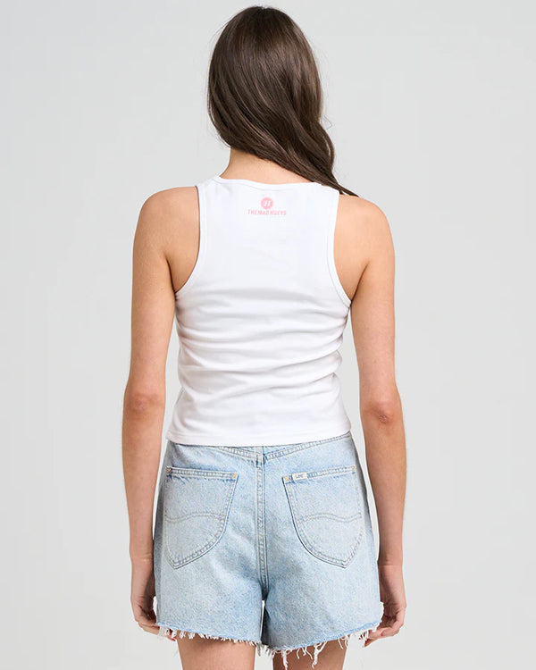 The Mad Hueys Yeah The Girls / Womens Crop Neck Singlet - White