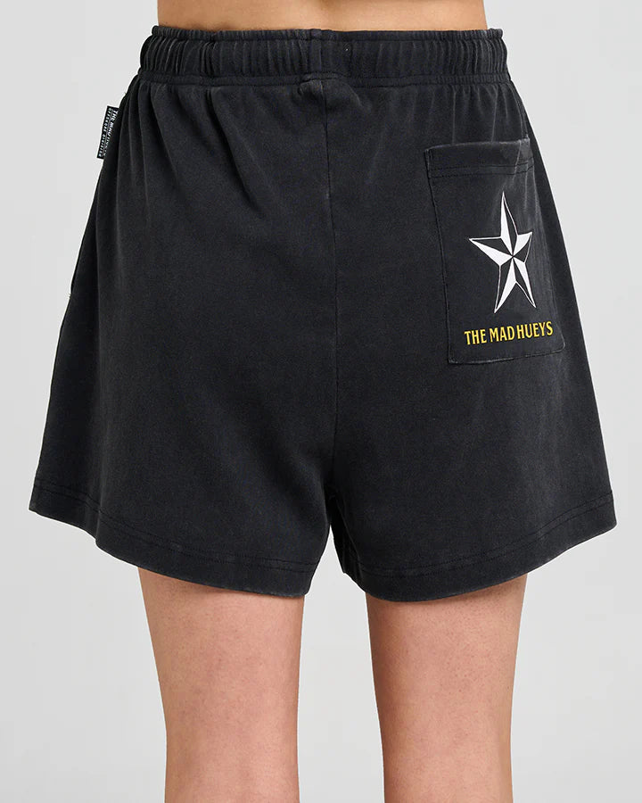 The Mad Hueys- Born to Ride Womens All Day Shorts/Washed Black