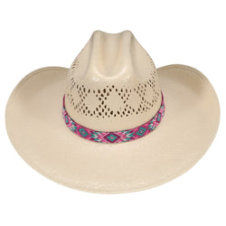 Fort Worth Beaded Hat Band - Pink Aztec