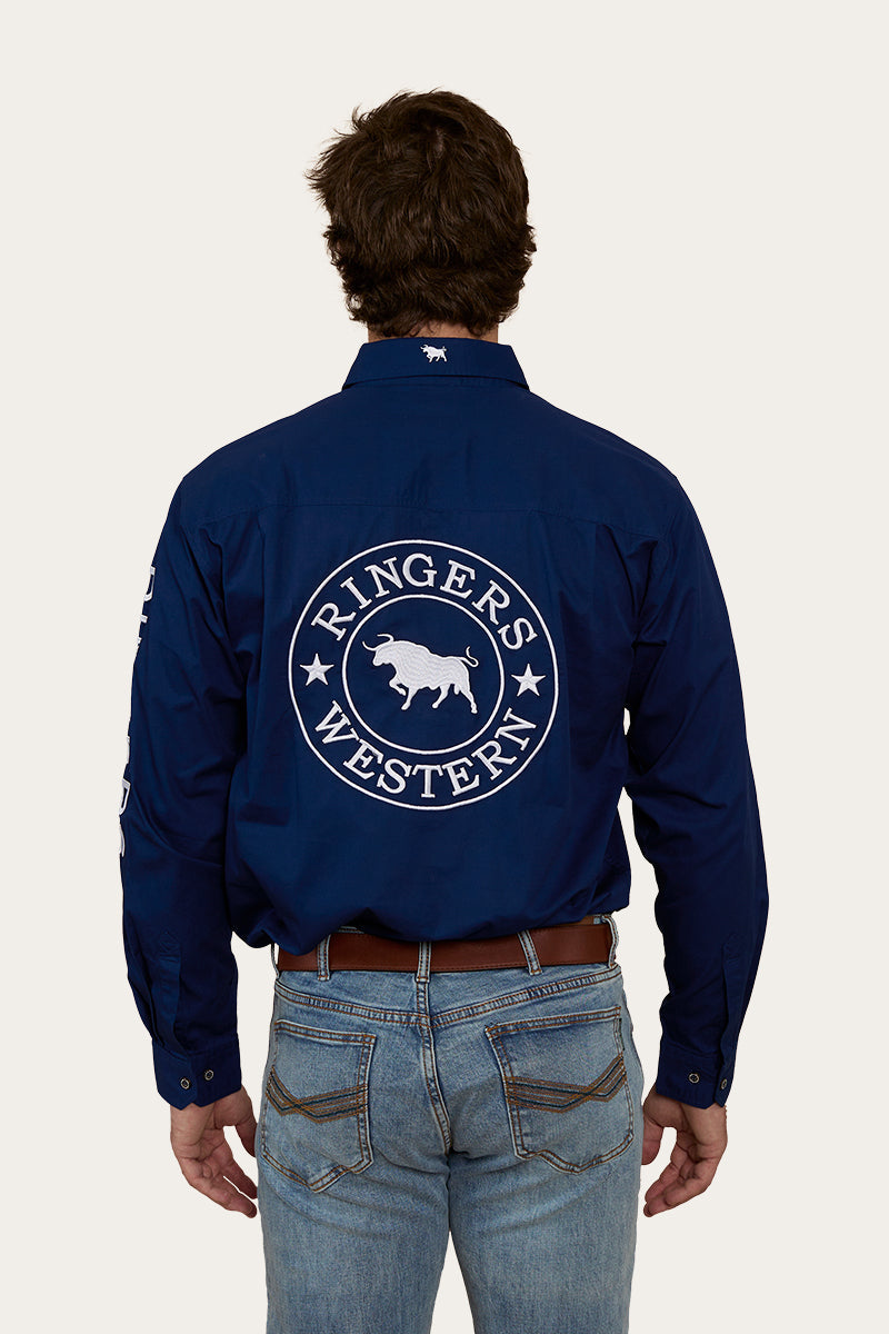 RINGERS WESTERN Hawkeye Mens Half Button Work Shirt - Navy