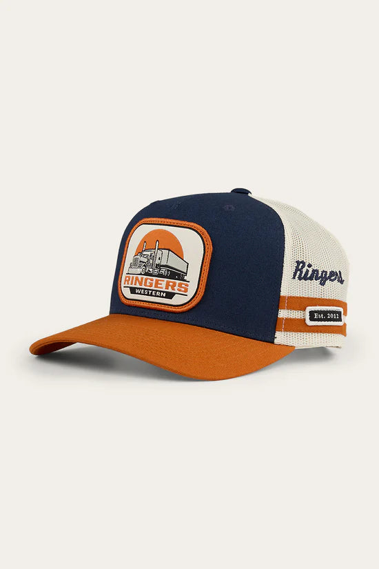 RINGERS WESTERN Big Rig Trucker Cap - Navy / Burnet Orange