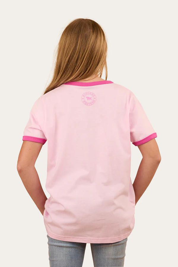RINGERS WESTERN Howdy Cowgirl Kids Ringer T-Shirt - Ballet Pink