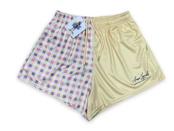 AFS Yellow Chequered - Footy Shorts Gingham - With Pockets