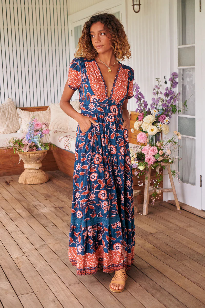 Halcyon Print Tabitha Maxi Dress - Jaase