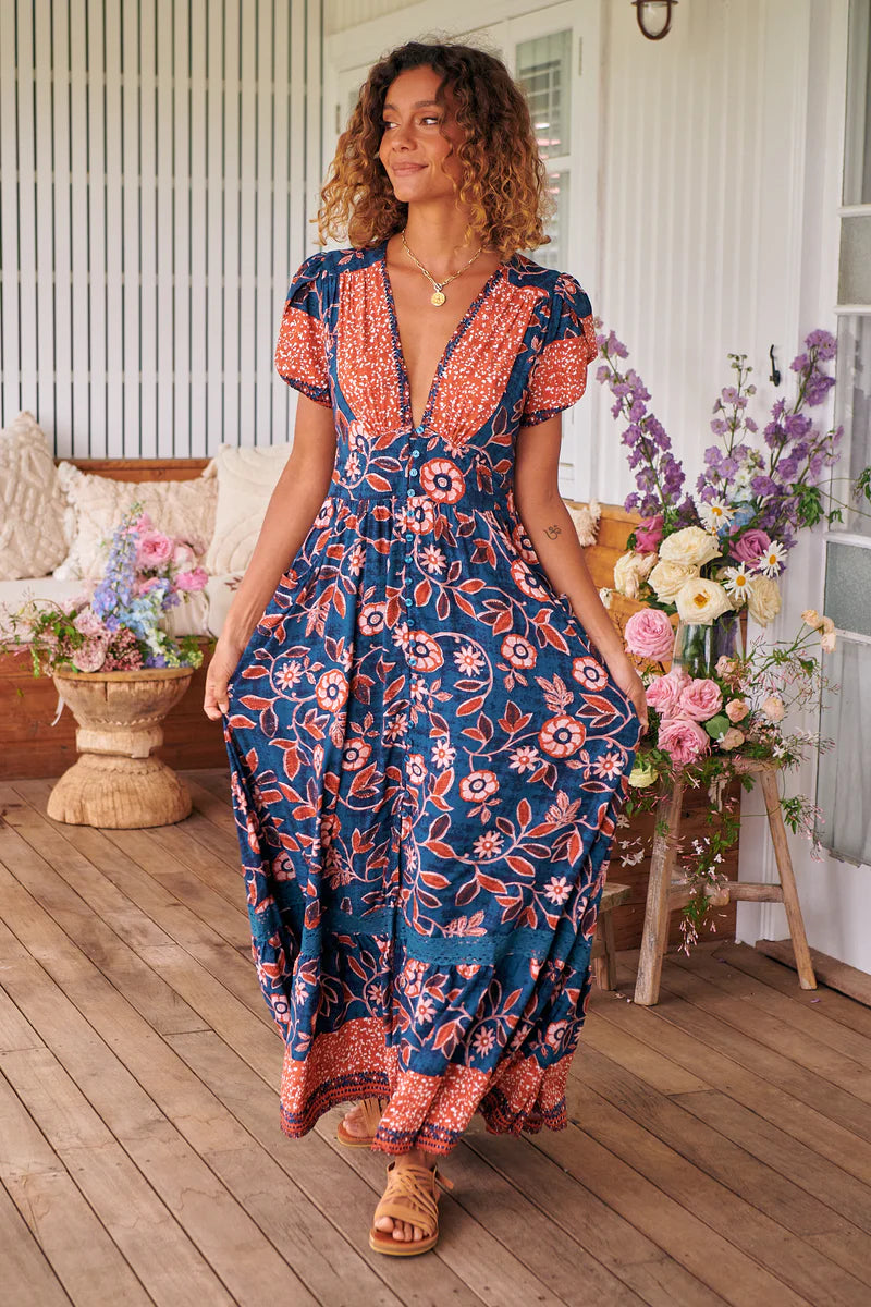 Halcyon Print Tabitha Maxi Dress - Jaase