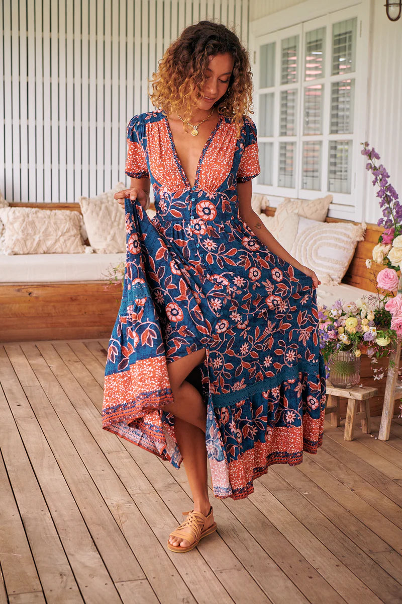 Halcyon Print Tabitha Maxi Dress - Jaase