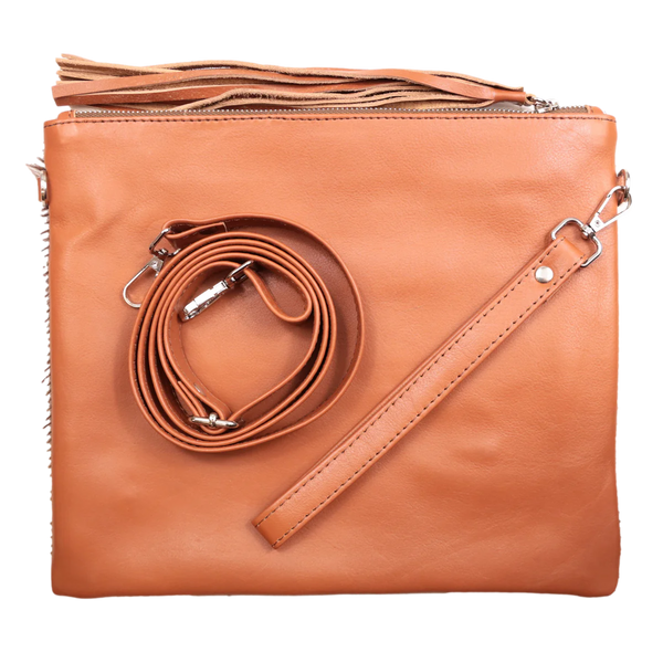 COUNTRY ALLURE Sophia Large Cowhide Leather Handbag/Clutch - Tan