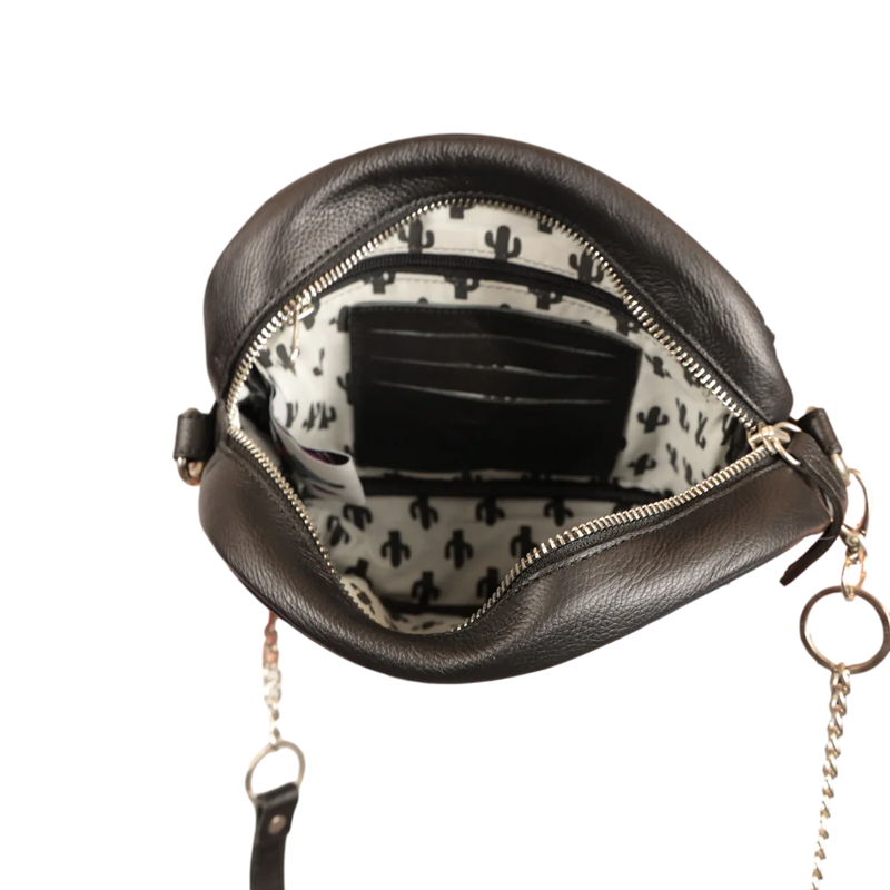 COUNTRY ALLURE Stella Cowhide Leather Handbag -Black