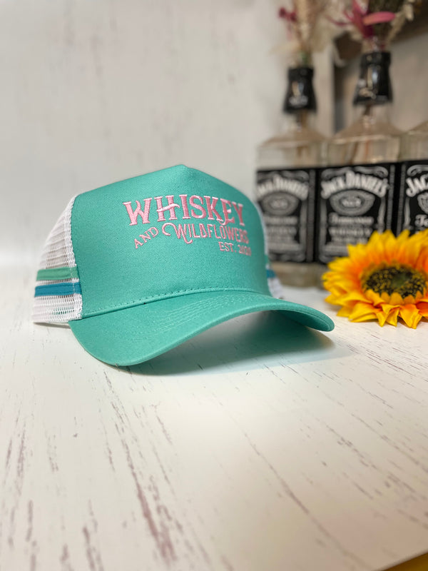 W&W High Ponytail Trucker Cap Mint & Teal & White NOV