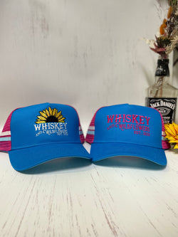 W&W Blue & Hot Pink High Pony Trucker Cap Dec