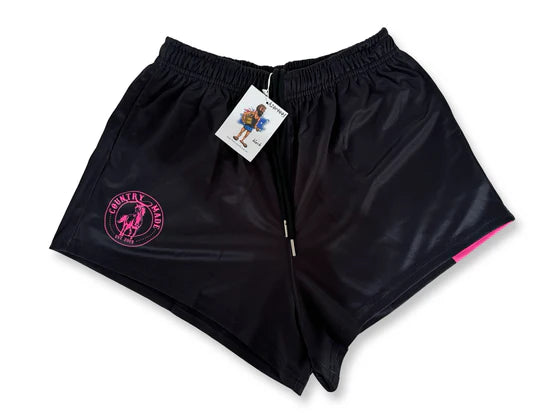 AFS "Plain Pink and Black" - Footy Shorts (With Pockets)