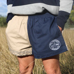 PCA Cotton Drill Rugger Shorts - Tan/Navy